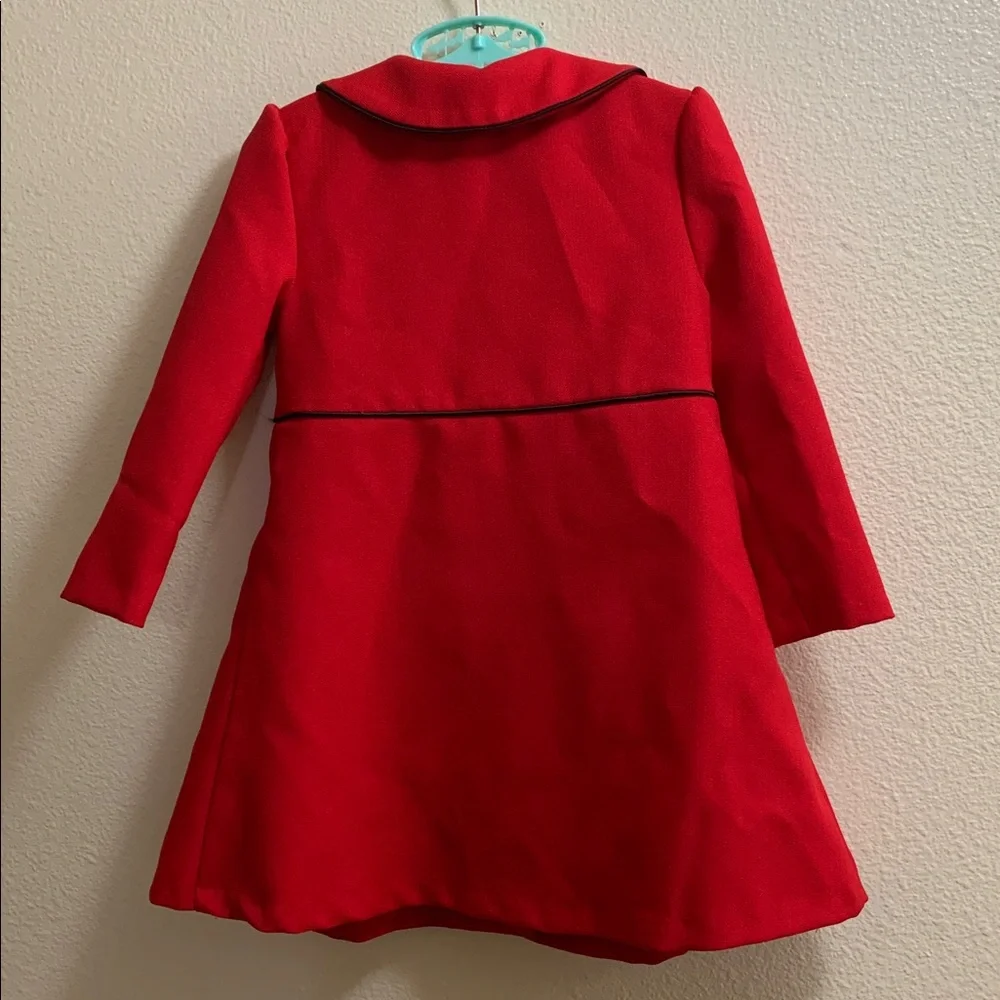 Bonnie Baby Red Valentine’s Day Pea Coat Size 24 Months Black Bows Christmas